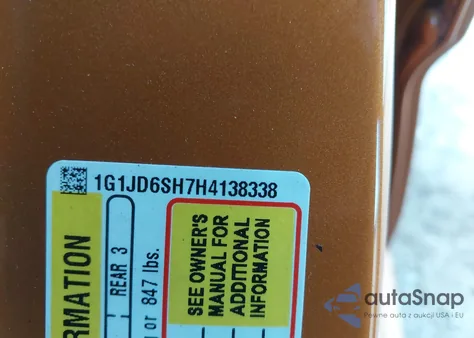 2017 Chevrolet Sonic Lt Auto z USA, uszkodzony, nr VIN 1G1JD6SH7H4138338